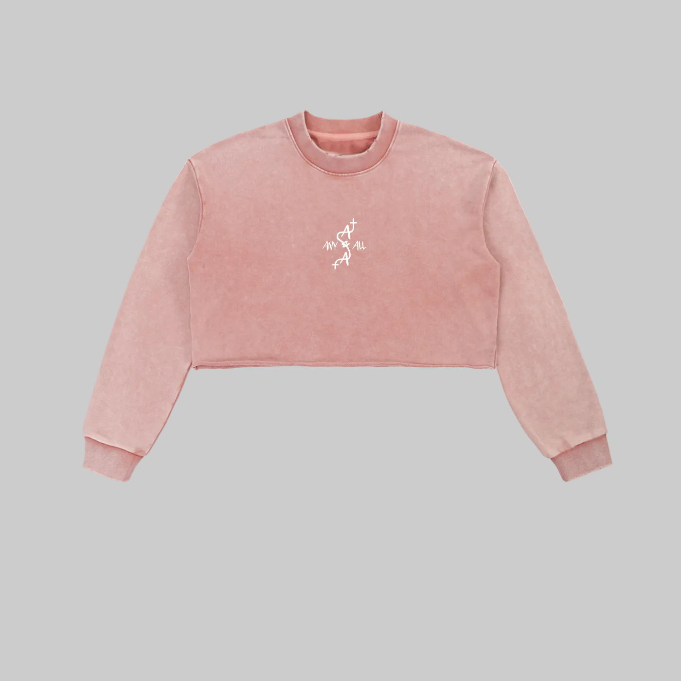 Snow Washed Raw Edge Cropped Sweatshirt