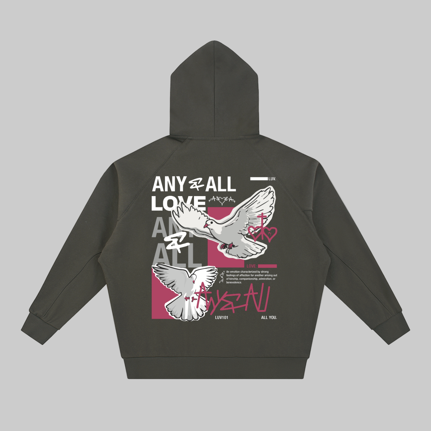 Dolman Sleeve Zip-Through Fleece Hoodie