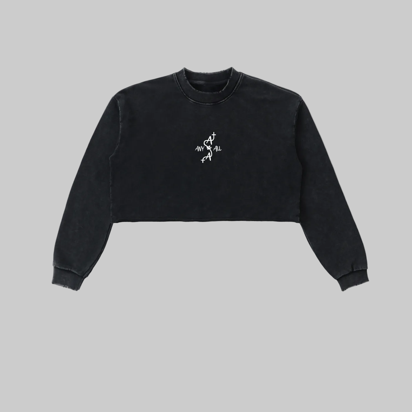 Snow Washed Raw Edge Cropped Sweatshirt