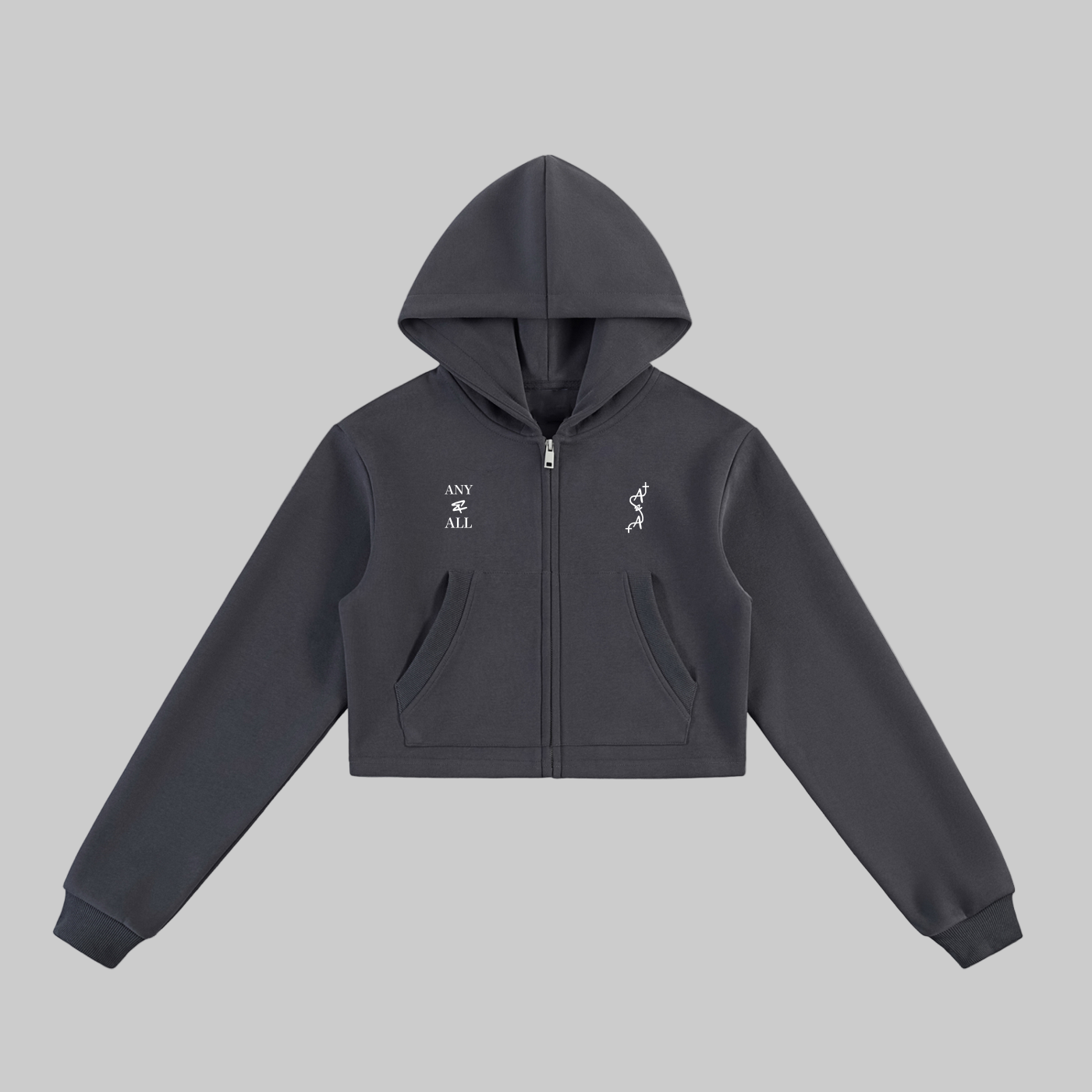 Essential Cropped Zip-Up Hoodie