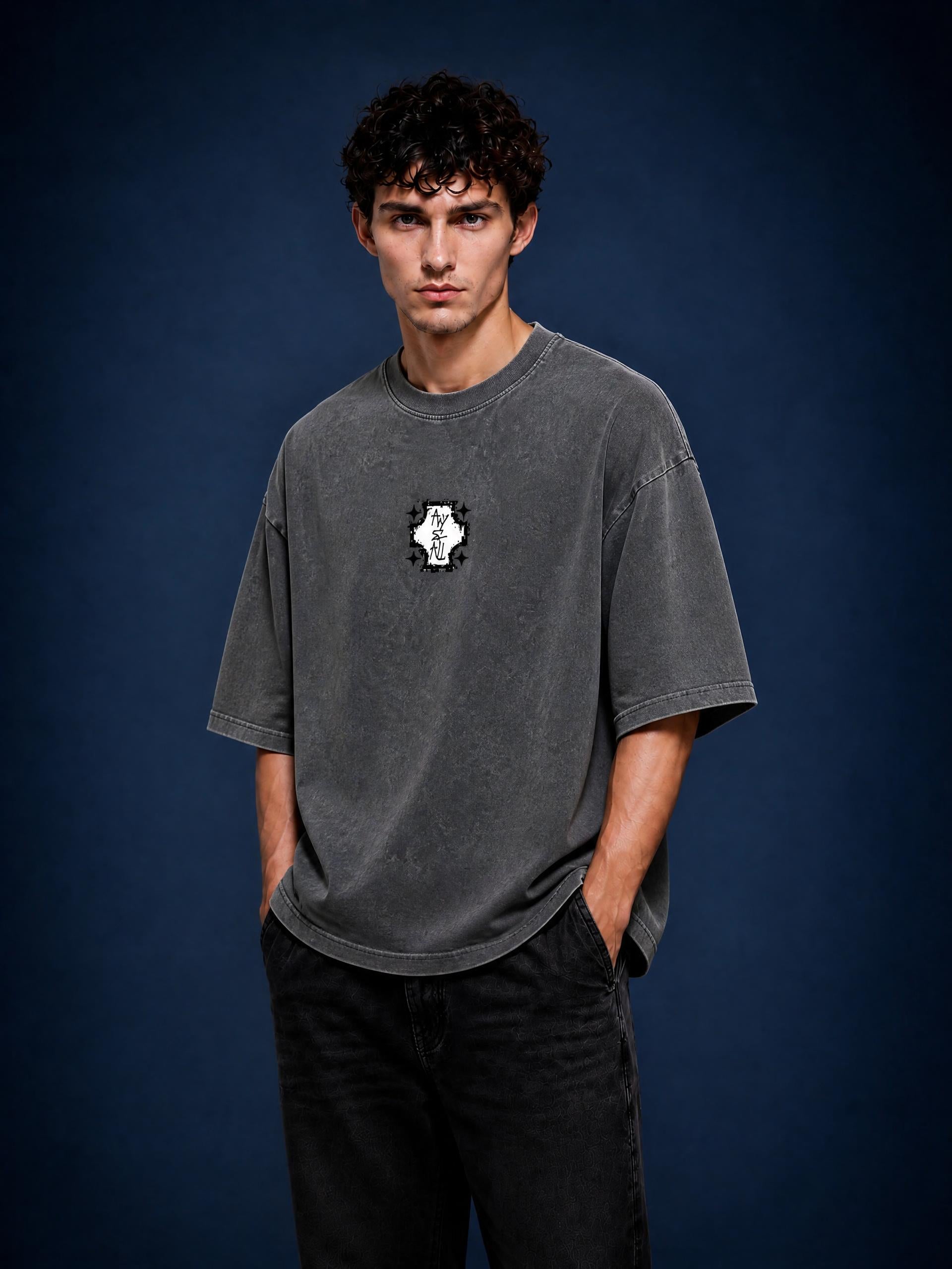 Snow Washed Oversized Cotton T-Shirt