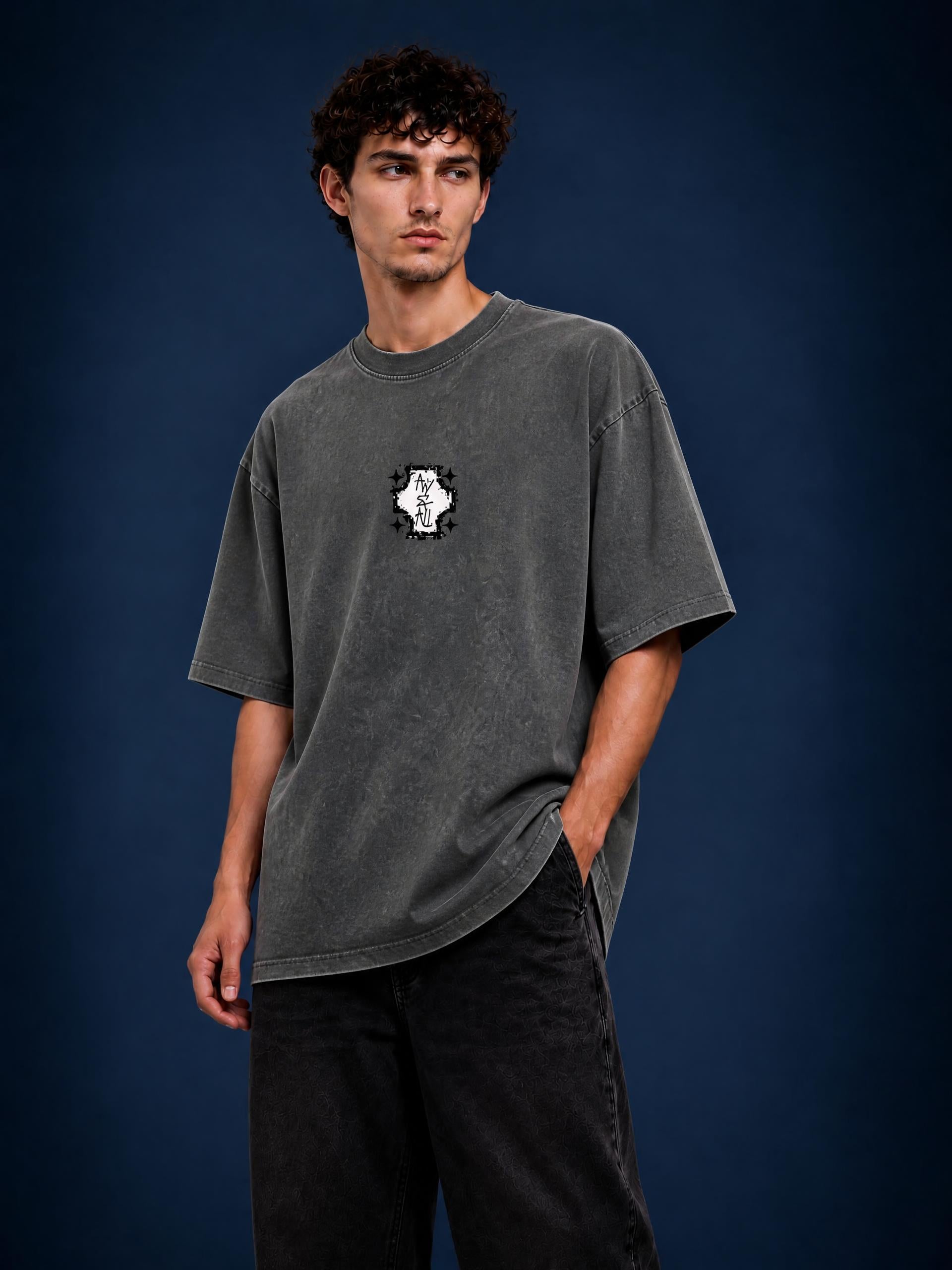Snow Washed Oversized Cotton T-Shirt