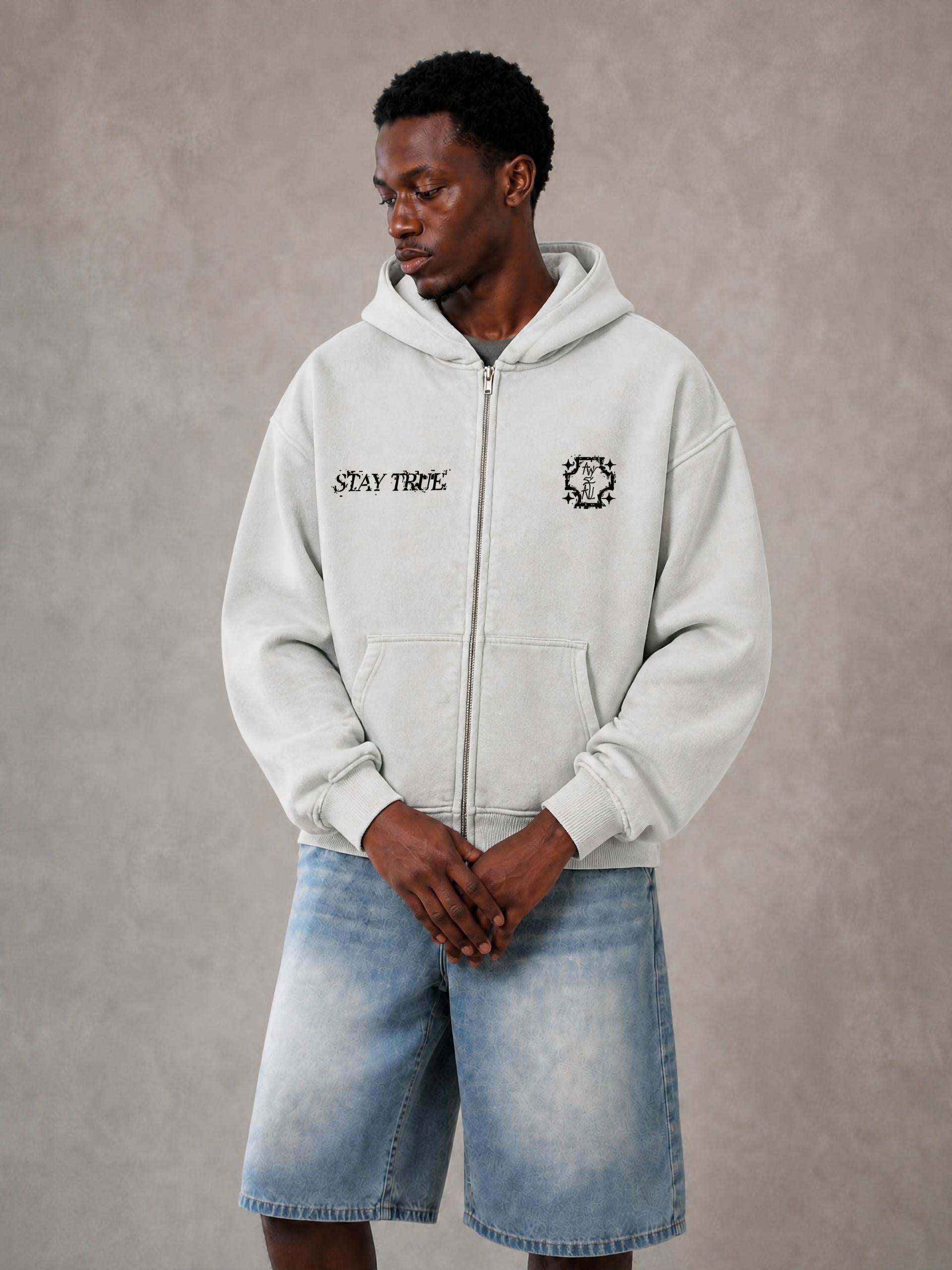 Zip-Through Boxy Fleece Hoodie