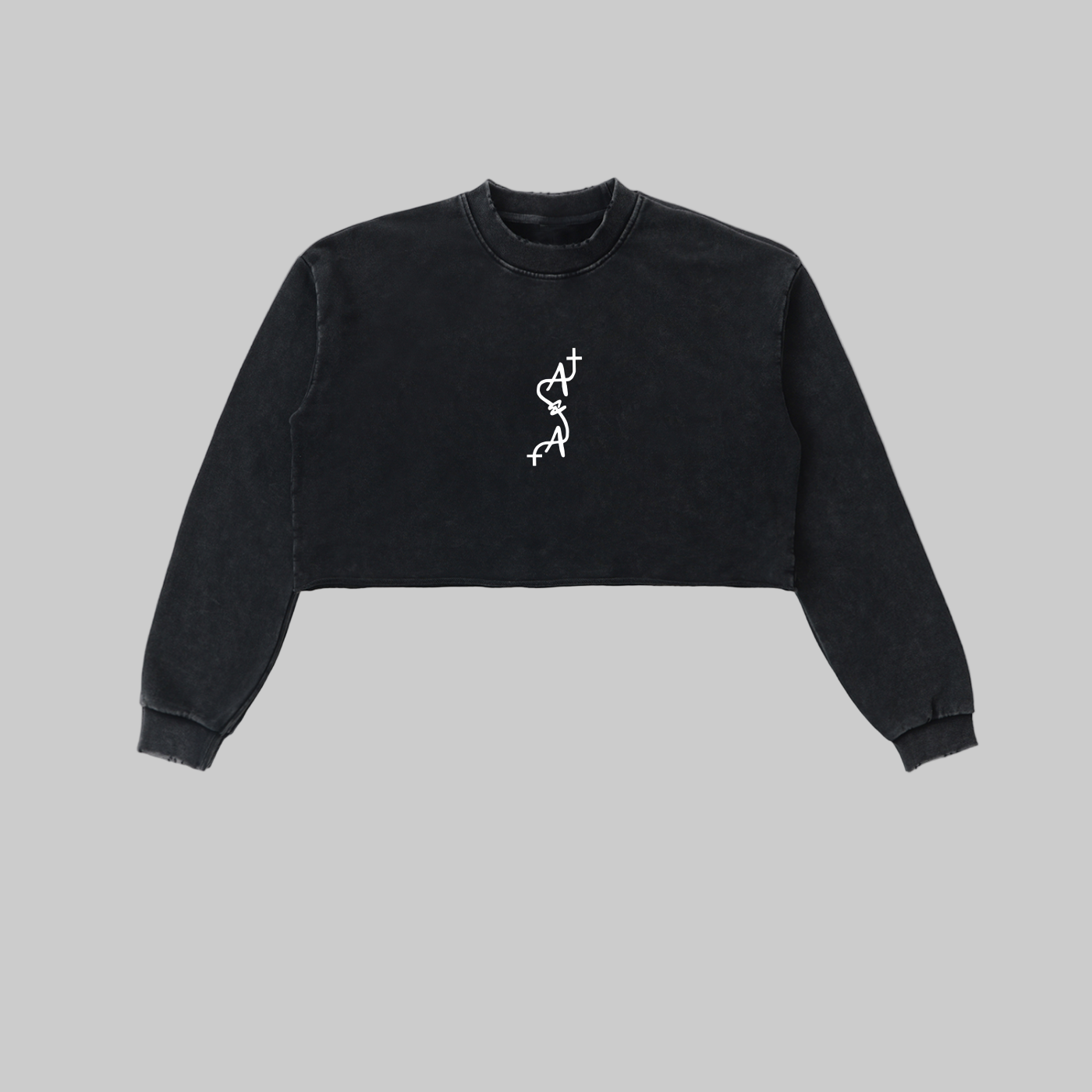 Snow Washed Edge Cropped Sweatshirt