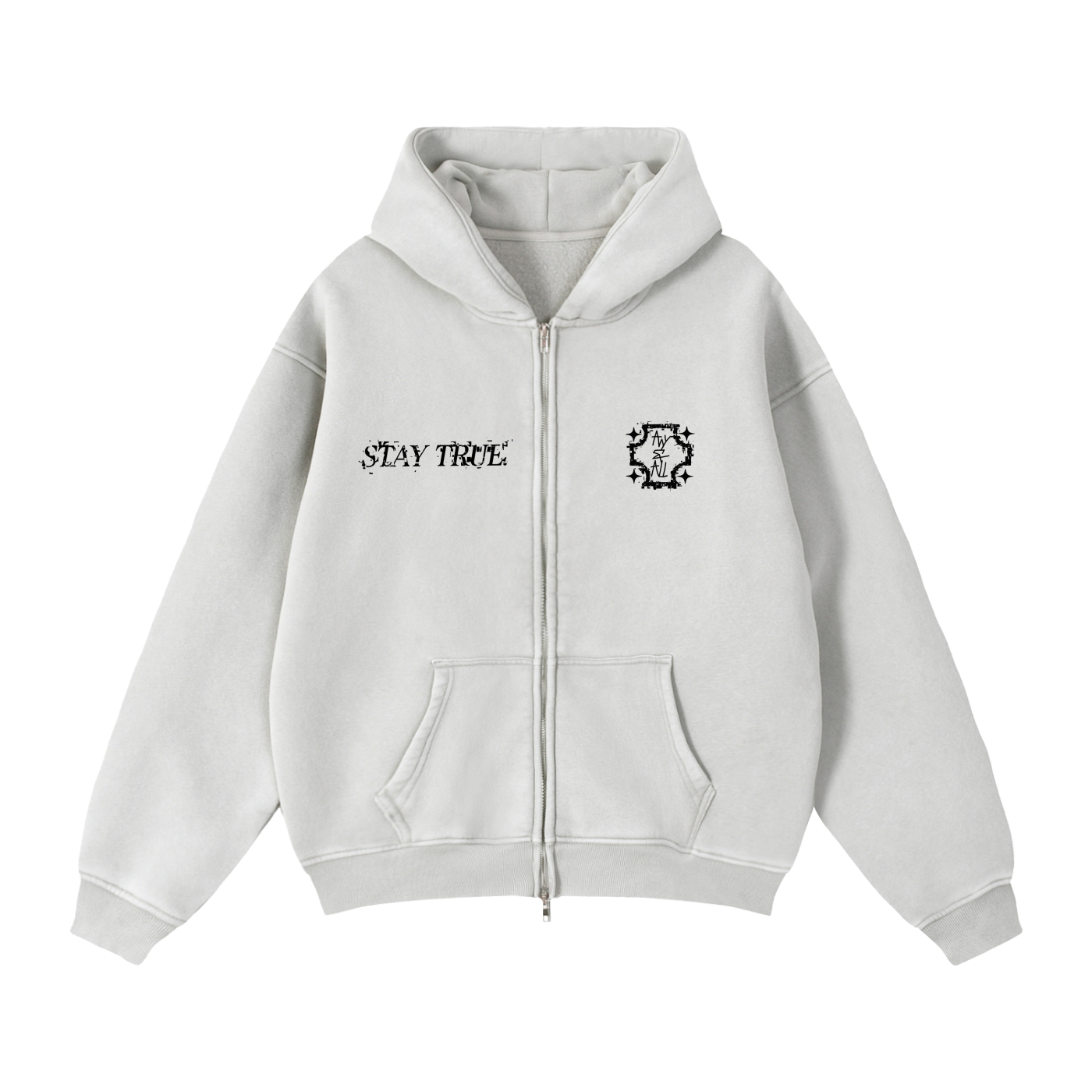 Zip-Through Boxy Fleece Hoodie