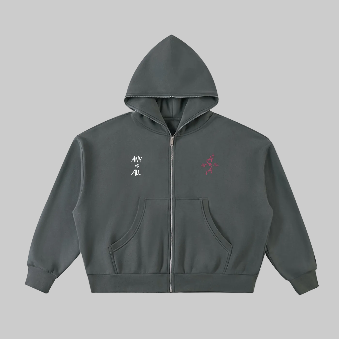 Fleeced Full-Zip Boxy Hoodie