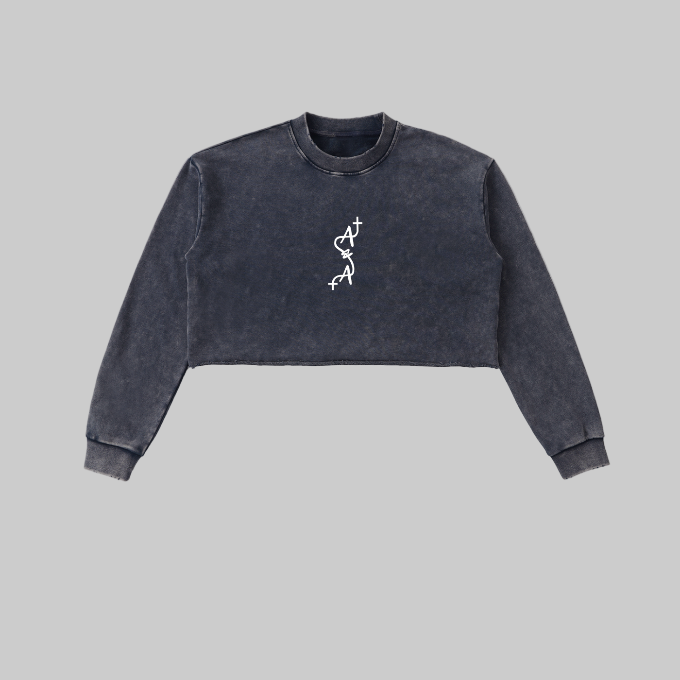 Snow Washed Edge Cropped Sweatshirt