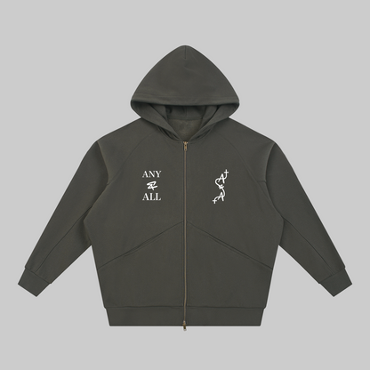Dolman Sleeve Zip-Through Fleece  Hoodie