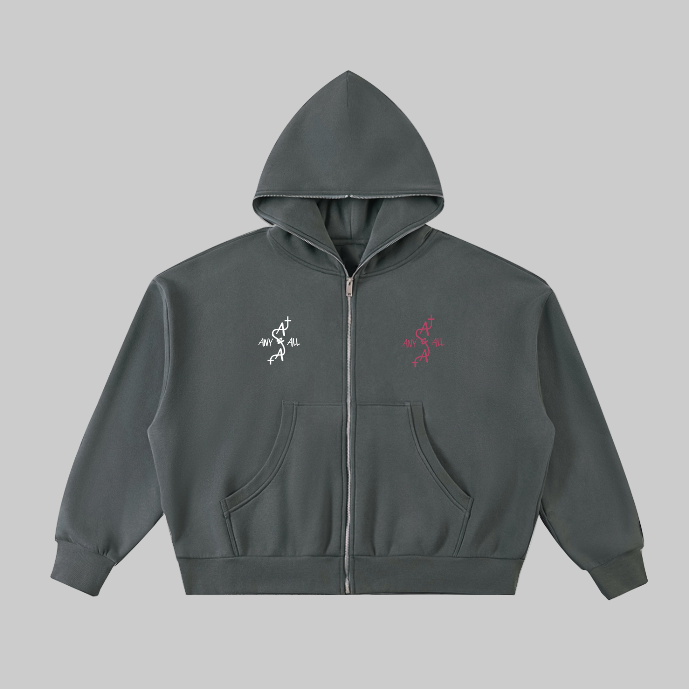 Fleeced Full-Zip Boxy Hoodie