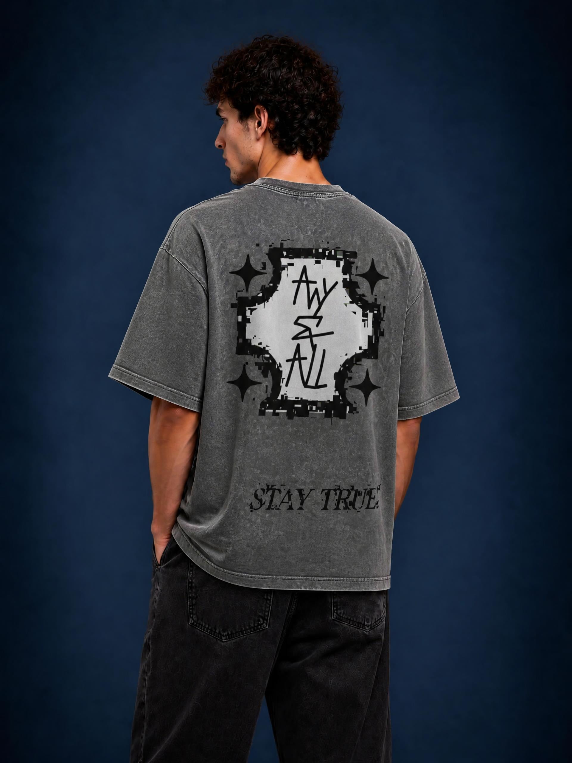 Snow Washed Oversized Cotton T-Shirt