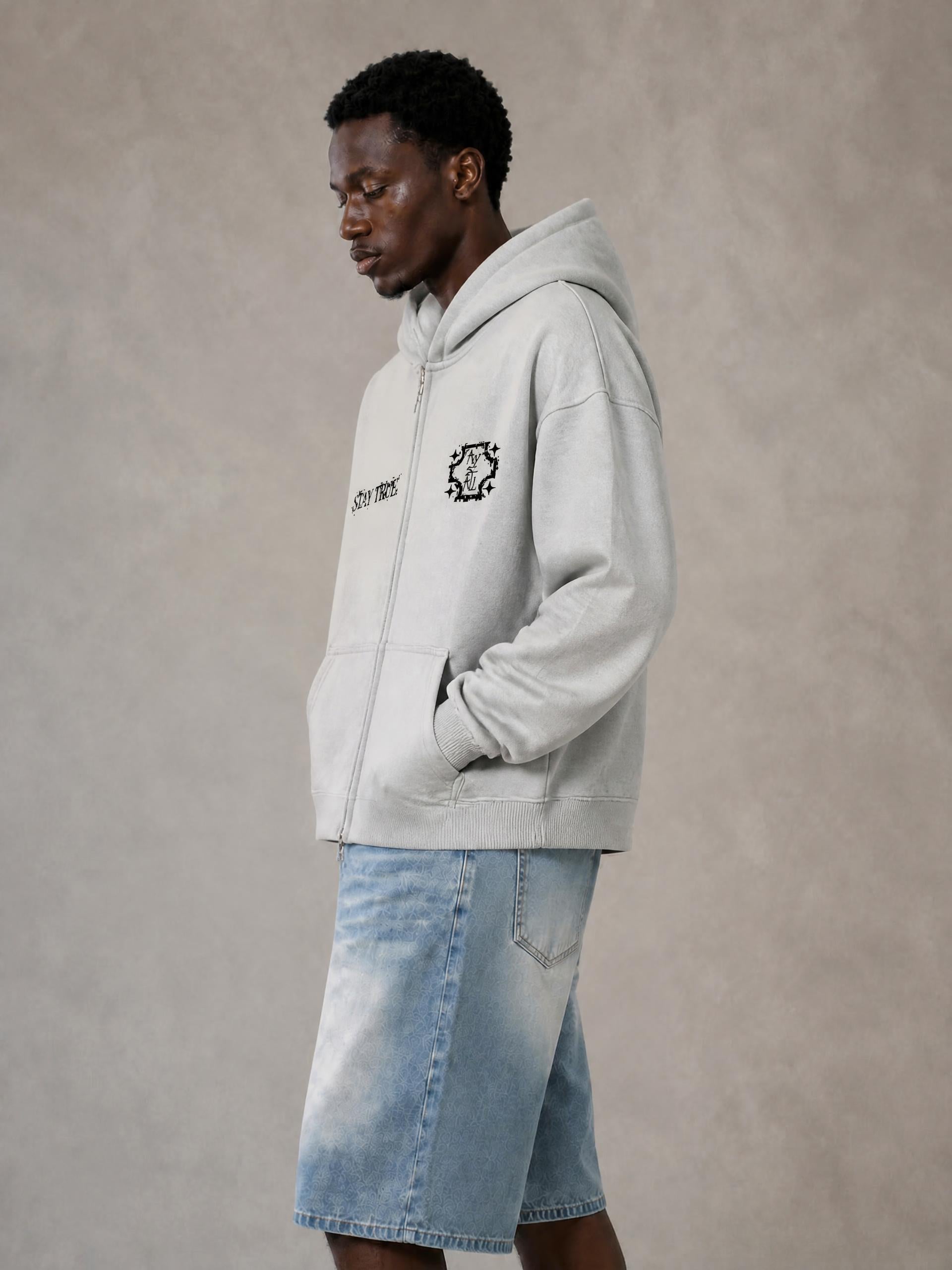 Zip-Through Boxy Fleece Hoodie